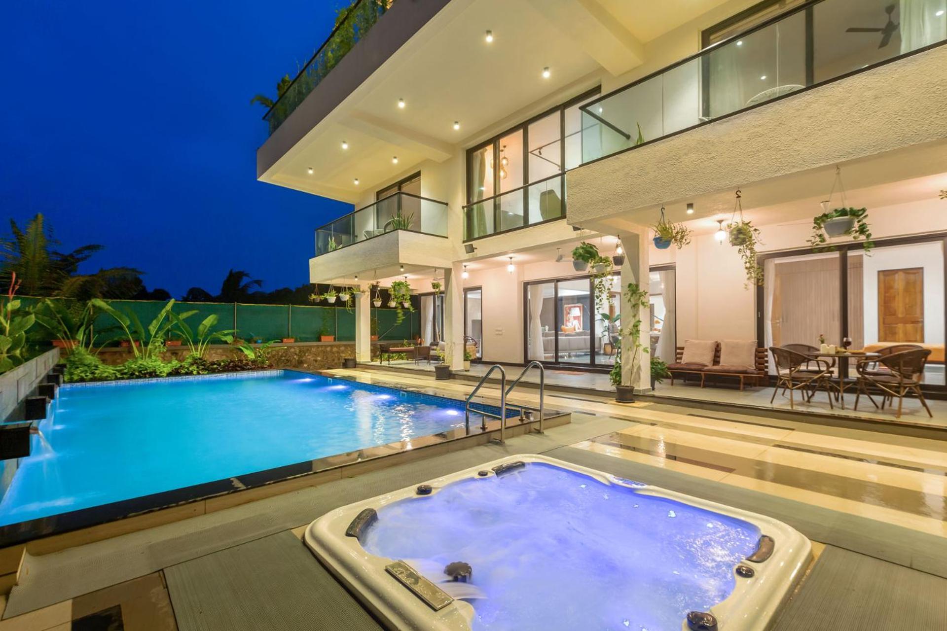 Villa Sereno By Stayvista - An Elegant And Entertaining Retreat Featuring A Swimming Pool, Outdoor Jacuzzi, Modern Interiors, And A Snooker Table Alībāg Exteriör bild